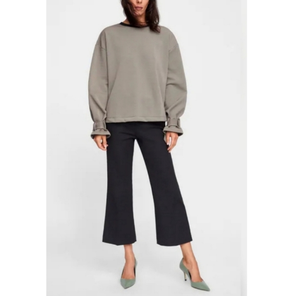 ZARA Houndstooth Plaid Long Sleeve Top - Picture 1 of 12